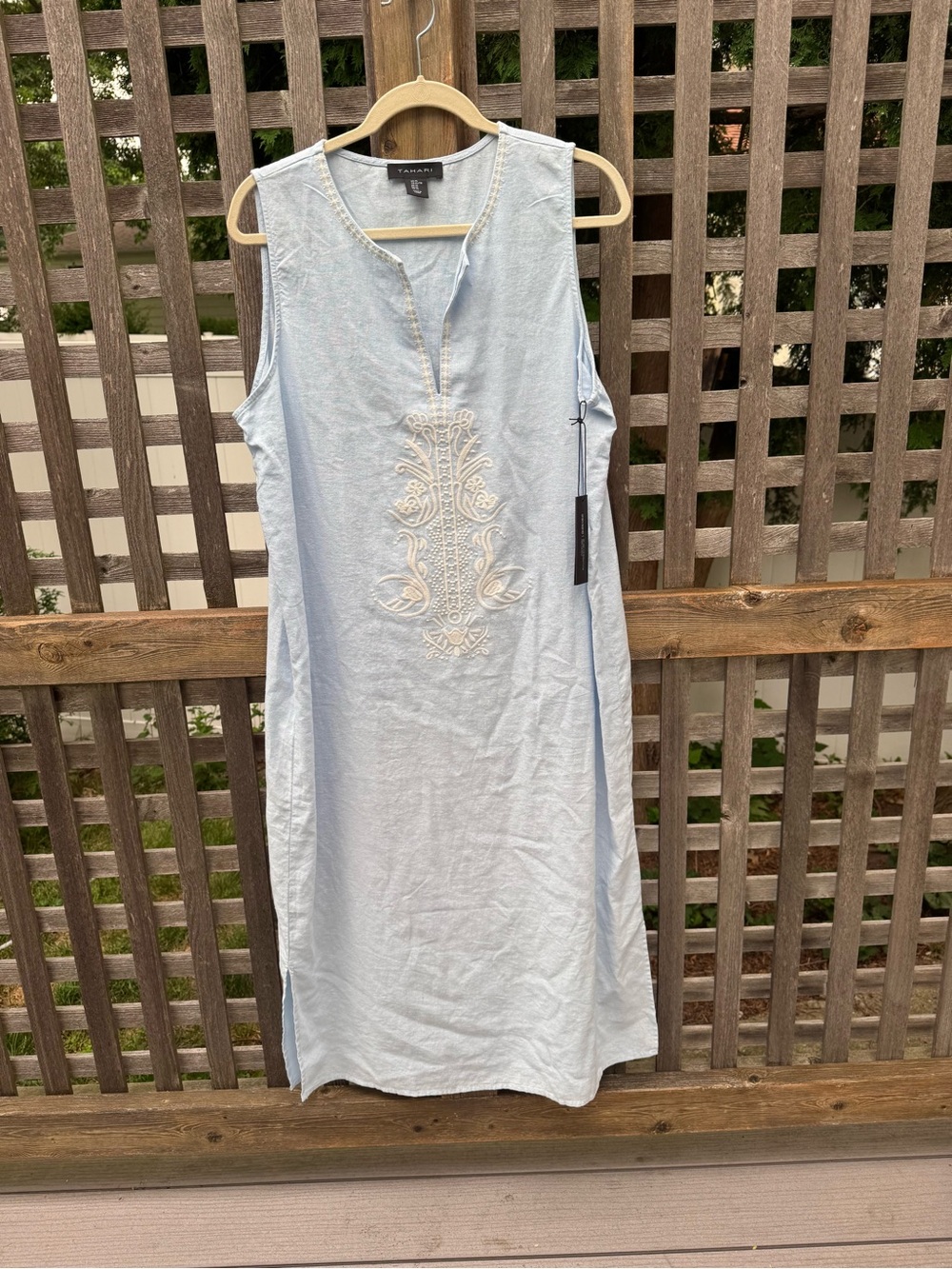 Tahari  linen blend sleeveless shift dress, New, XL - Picture 4 of 7